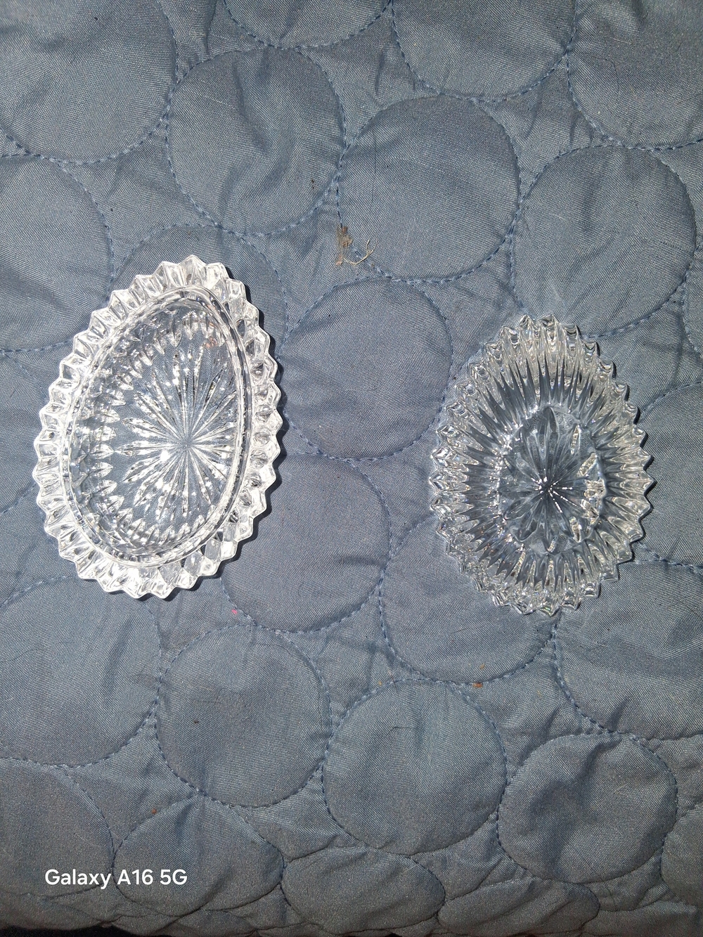 Gorham Clear Crystal Oval Trinket Bowls with Starburst Cut